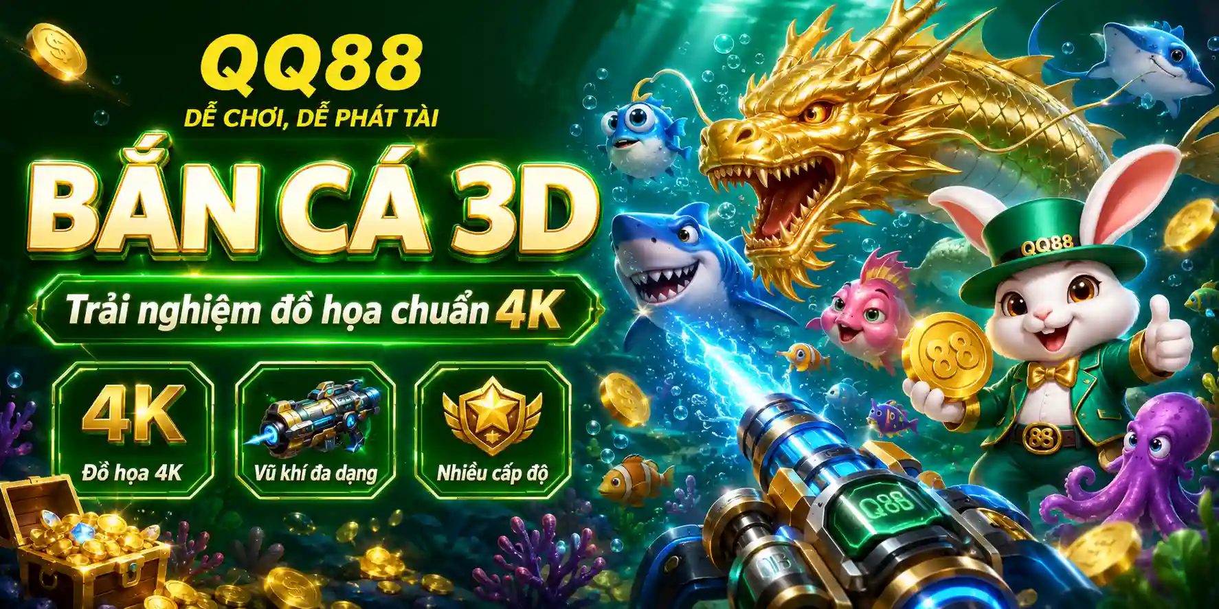 QQ88 15 Bắn Cá Đổi Thưởng 3D – Trải nghiệm đồ họa chuẩn 4K